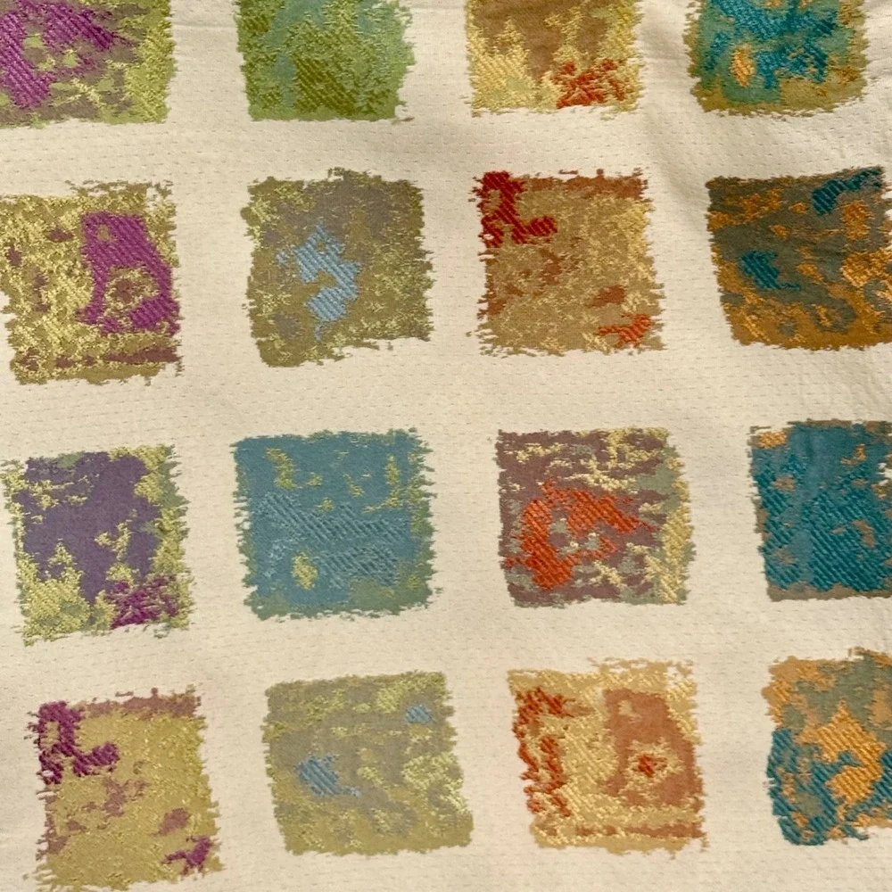 2-Pillow Cover Cream Jewel Tone Abstract Squares Textured Accent‎ Pillow 17 x 19